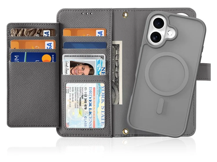Grijze Dux Ducis Lawa 2-in-1 MagSafe wallet case voor iPhone 17
