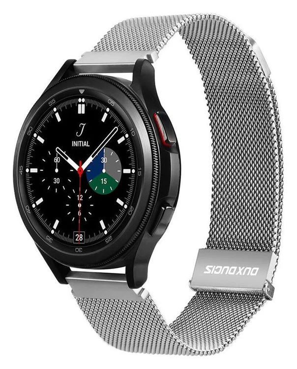 Zilveren Dux Ducis Milanese smartwatchband van staal, 20 mm